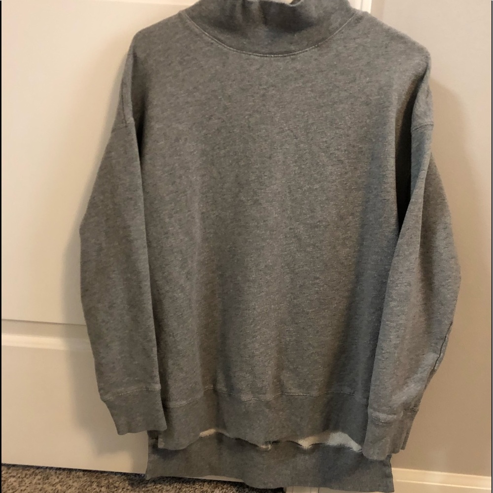 grey free people crew neck